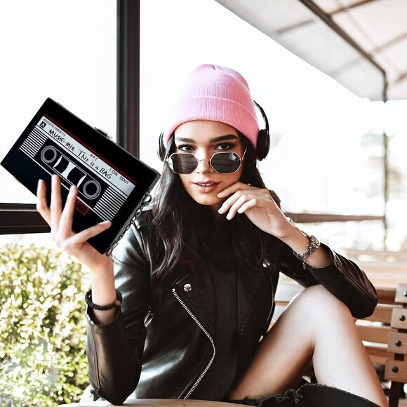 Women's Black 90s Hip Hop Handbags Purse Vintage Chain Bags 90s Outfit - Picture 5 of 15